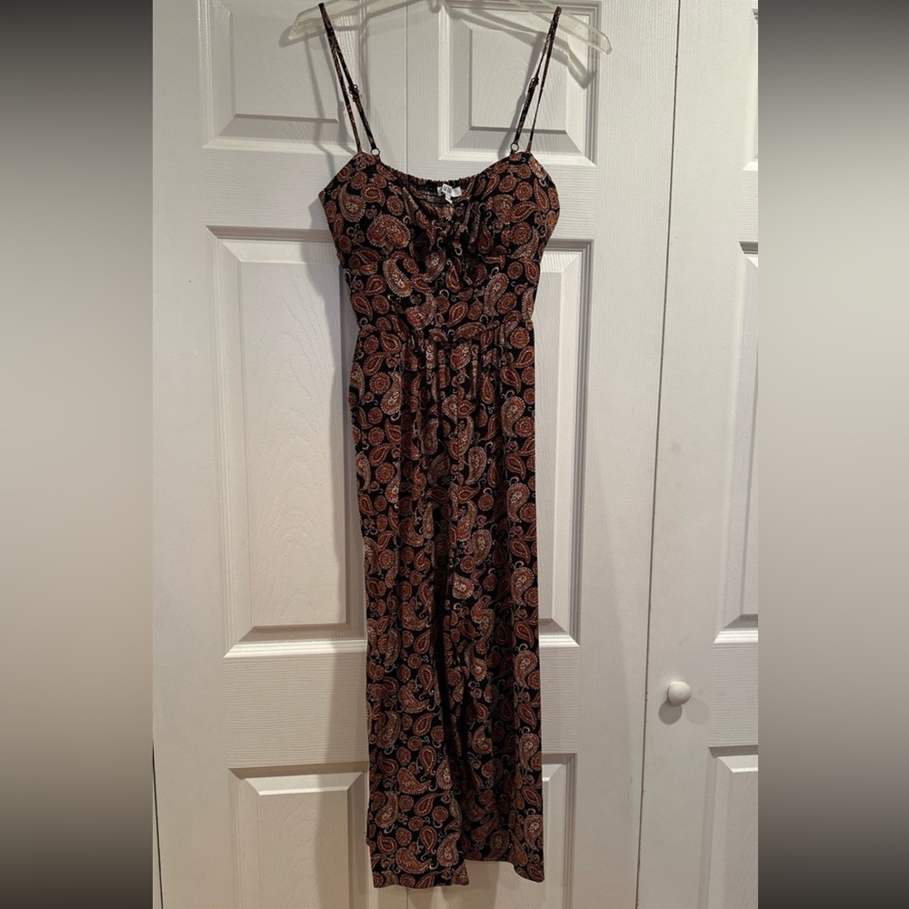A.U.W. Black and Brown paisley pant jumpsuit